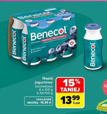 Napój jogurtowy borówkowy Benecol 6-pak promocja w Carrefour