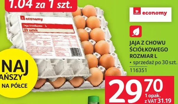 Jaja z chowu ściółkowego rozmiar L promocja w Selgros