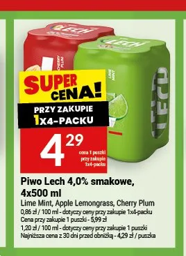 Piwo Lech Cherry Plum 4,0% 4-pak 500 ml promocja w Twój Market