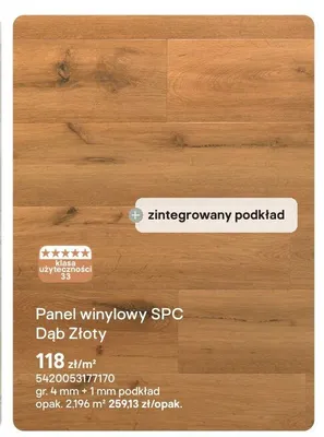 Panel winylowy SPC Dąb Złoty promocja w Castorama