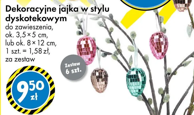 Dekoracyjne jajka w stylu dyskotekowym do zawieszenia promocja w Tedi