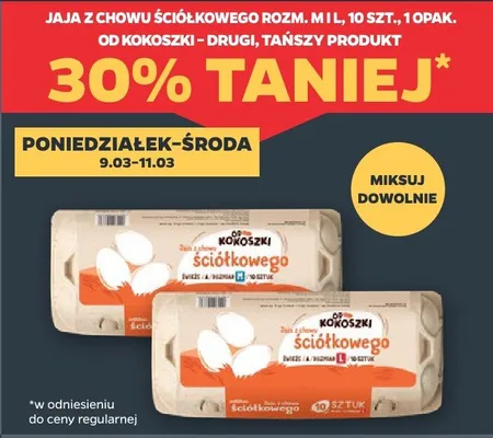 Jaja z chowu ściółkowego rozm. M 1l, 10 szt. promocja w Netto