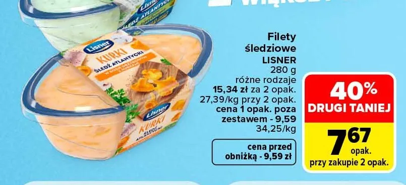Filety śledziowe Lisner promocja w Carrefour