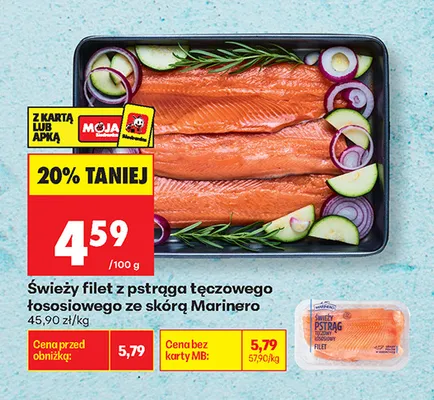 Świeży filet z pstrąga tęczowego łososiowego ze skórą Marinero promocja w Biedronka