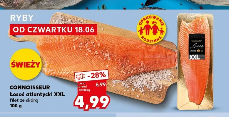Łosoś atlantycki XXL filet ze skórą Connoisseur promocja w Kaufland