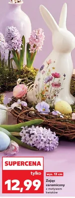 Zając ceramiczny z motywem kwiatów promocja w Kaufland