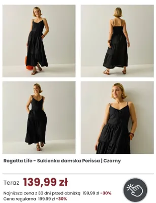 Sukienka damska Regatta Life Perissa czarna promocja w Regatta