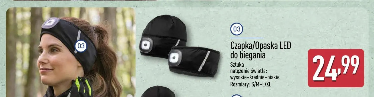 Czapka LED do biegania promocja w Aldi