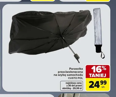 Parasolka przeciwsłoneczna na szybę samochodu Custo Pol promocja w Carrefour