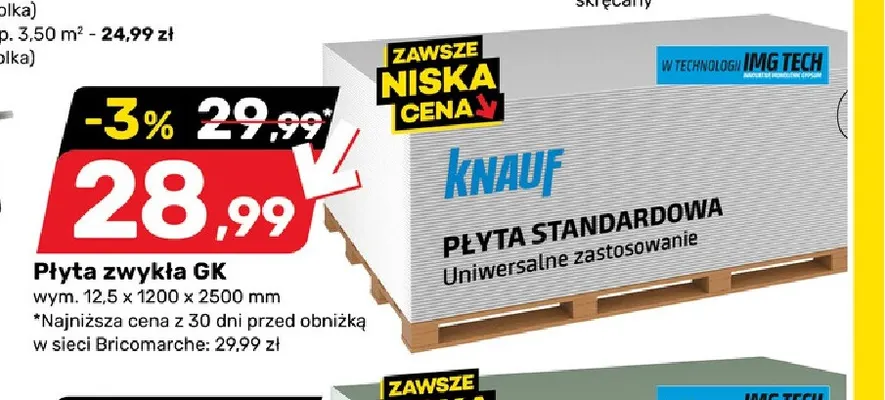 Płyta zwykła Gk Knauf promocja w Bricomarche