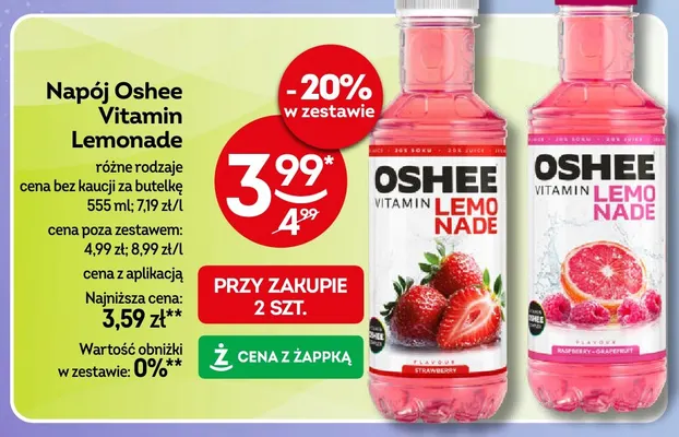 Napój Oshee Vitamin Lemonade Strawberry promocja w Żabka