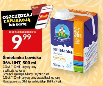 Śmietanka Łowicka 36% UHT promocja w Twój Market