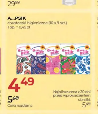 Chusteczki higieniczne A...Psik 10-pak promocja w Drogerie Jawa