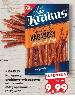 Kabanosy Krakus drobiowo-wieprzowe extra cienkie promocja w Kaufland