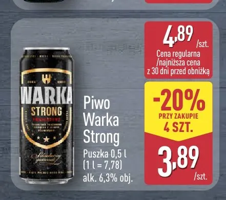 Piwo Warka Strong promocja w Aldi