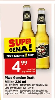 Piwo Genuine Draft Miller promocja w Twój Market