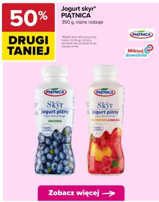 Jogurt skyr nektarynka i malina Piątnica promocja w Carrefour