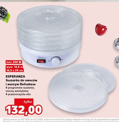 Suszarka do owoców i warzyw Esperanza Delicatese promocja w Kaufland