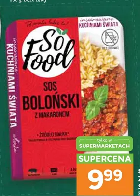 Sos boloński z makaronem So Food promocja w Stokrotka