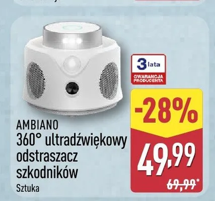 360° ultradźwiękowy odstraszacz szkodników AMBIANO promocja w Aldi