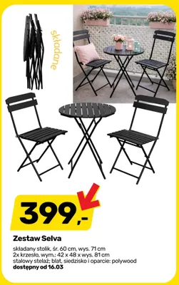 Zestaw Selva składany stolik i 2x krzesło promocja w Bricomarche