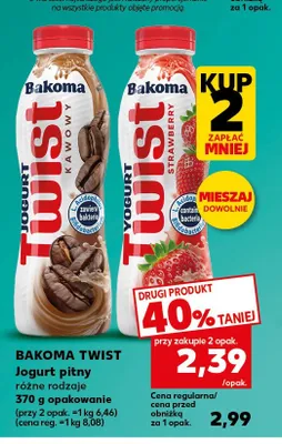 Jogurt pitny Twist truskawkowy Bakoma promocja w Kaufland