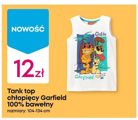 Tank top chłopięcy Garfield 100% bawełny promocja w Pepco