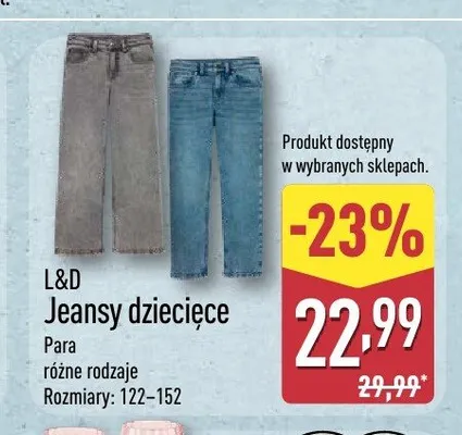 Jeansy dziecięce L&D promocja w Aldi