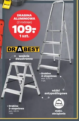 Drabina aluminiowa 3-stopniowa Drabest promocja w Netto