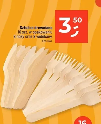 Sztućce drewniane 8 noży oraz 8 widelców promocja w Dealz