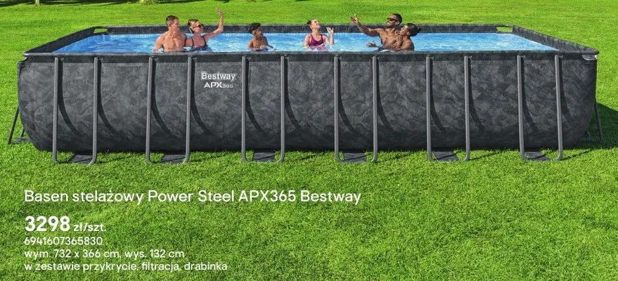 Basen stelażowy Power Steel APX365 w zestawie przykrycie, filtracja, drabinka promocja w Castorama