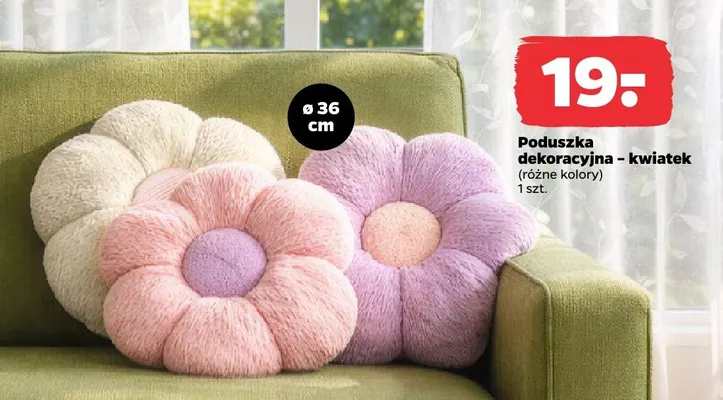 Poduszka dekoracyjna kwiatek ø36cm promocja w Netto