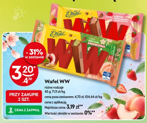 Wafel WW o smaku lodów truskawkowo-waniliowych E.Wedel promocja w Żabka