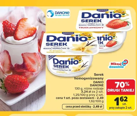 Serek homogenizowany Danio o smaku waniliowym promocja w Carrefour