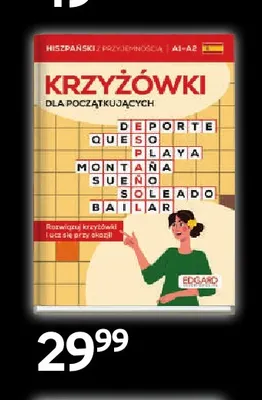 Książka Krzyżówki dla początkujących Hiszpański z przyjemnością A1-A2 Edgard promocja w Empik