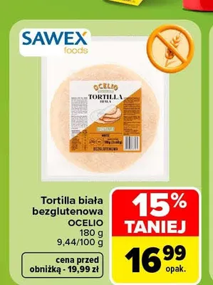 Tortilla biała bezglutenowa Ocelio promocja w Carrefour Market