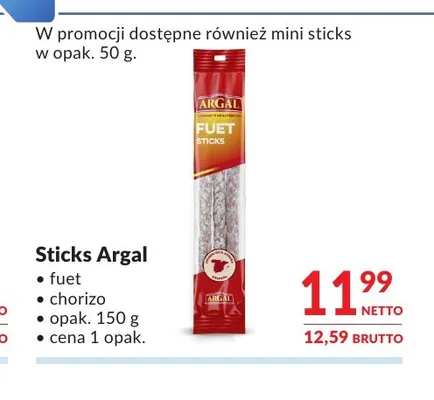 Kiełbaski Sticks fuet Argal promocja w Makro