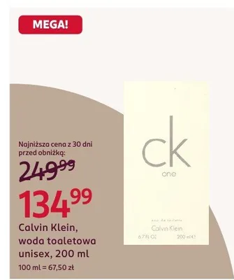 Woda toaletowa Calvin Klein unisex, 200 ml promocja w Rossmann