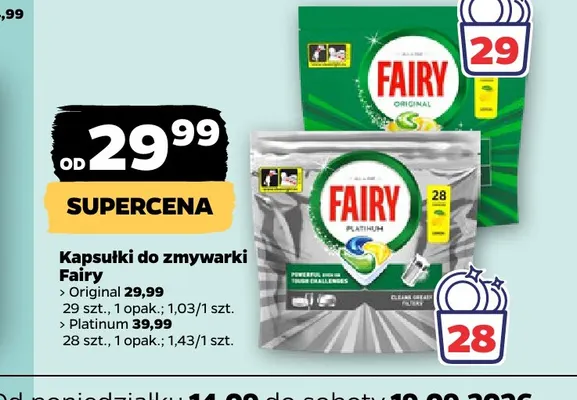 Kapsułki do zmywarki Fairy Original promocja w Netto