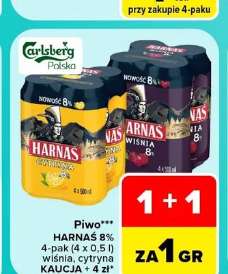 Piwo Harnaś 8% wiśnia 4-pak promocja w Carrefour