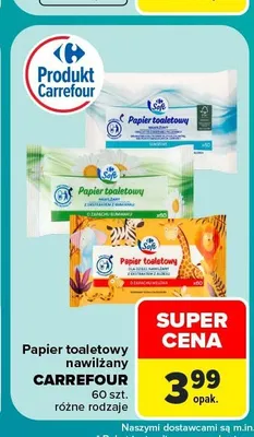 Papier toaletowy nawilżany Carrefour z ekstraktem z rumianku promocja w Carrefour