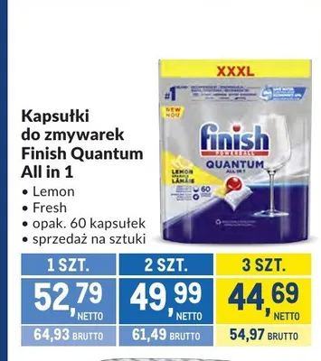 Kapsułki do zmywarek Finish Quantum All in 1 Lemon promocja w Makro
