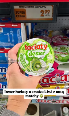 Deser Łaciaty o smaku kiwi z nutą matchy promocja w Biedronka