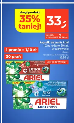 Kapsułki do prania Ariel Touch of Lenor promocja w Dealz