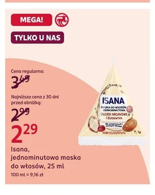 Jednominutowa maska do włosów Isana promocja w Rossmann