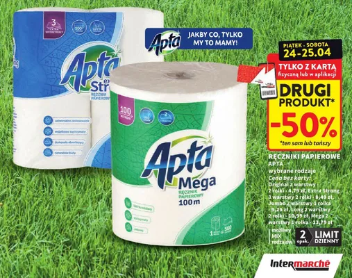 Ręczniki papierowe apta wybrane rodzaje promocja w Intermarche