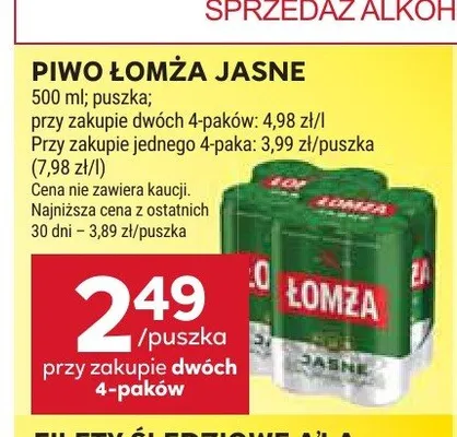 Piwo Łomża Jasne 4-pak promocja w Stokrotka