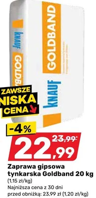 Zaprawa gipsowa tynkarska Goldband 20 kg promocja w Bricomarche