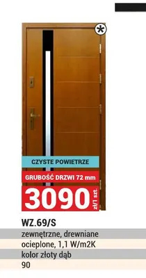 Drzwi zewnętrzne drewniane Wz.69/S promocja w Merkury Market