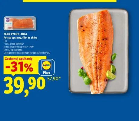 Pstrąg tęczowy filet ze skórą Targ Rybny Lidla promocja w Lidl